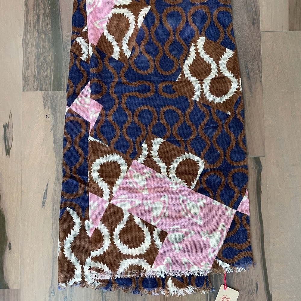 Authentic Vivienne Westwood Navy Squiggle Scarf NWT